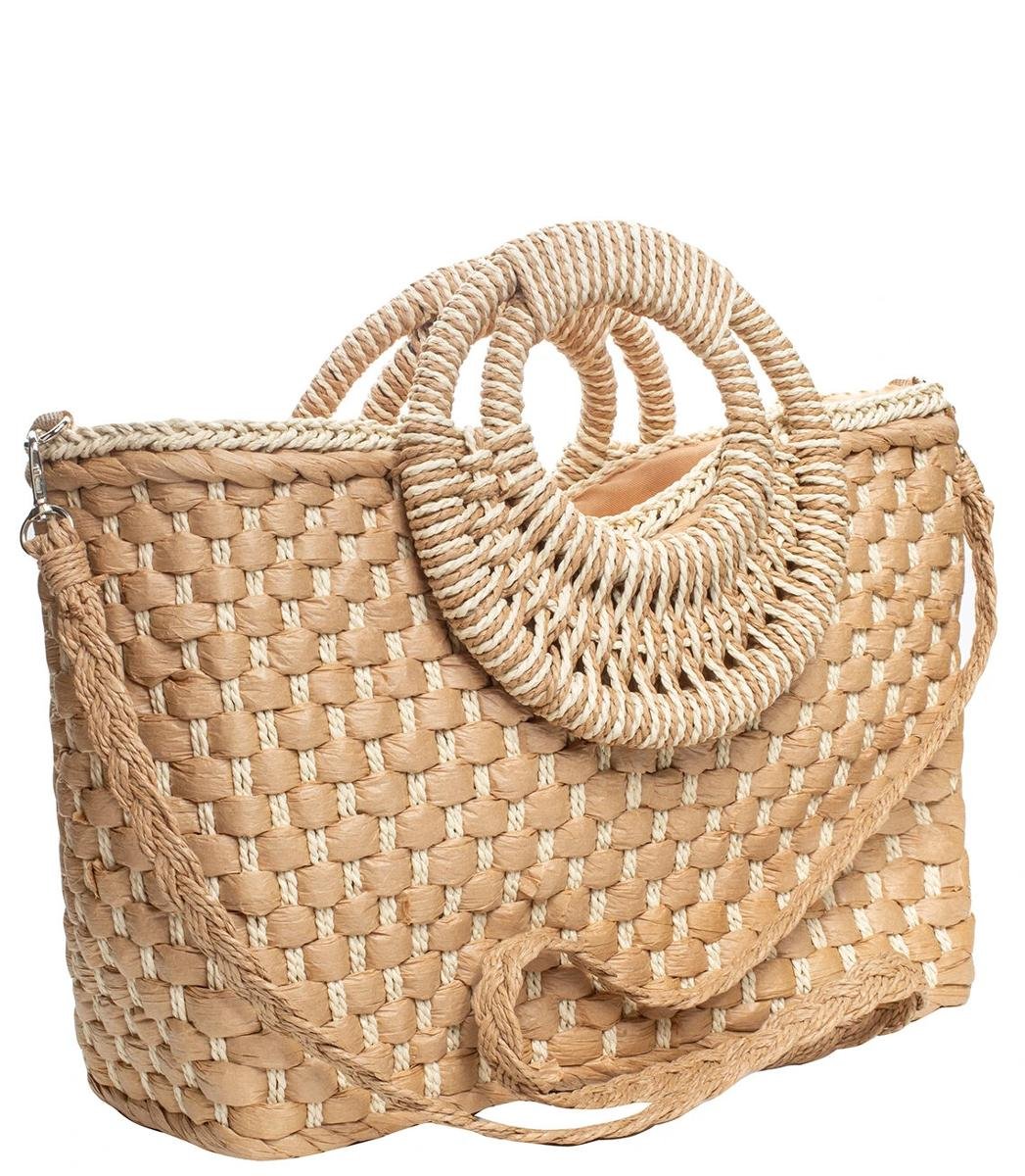 Duży koszyk letnia torba torebka pleciona dwukolorowa