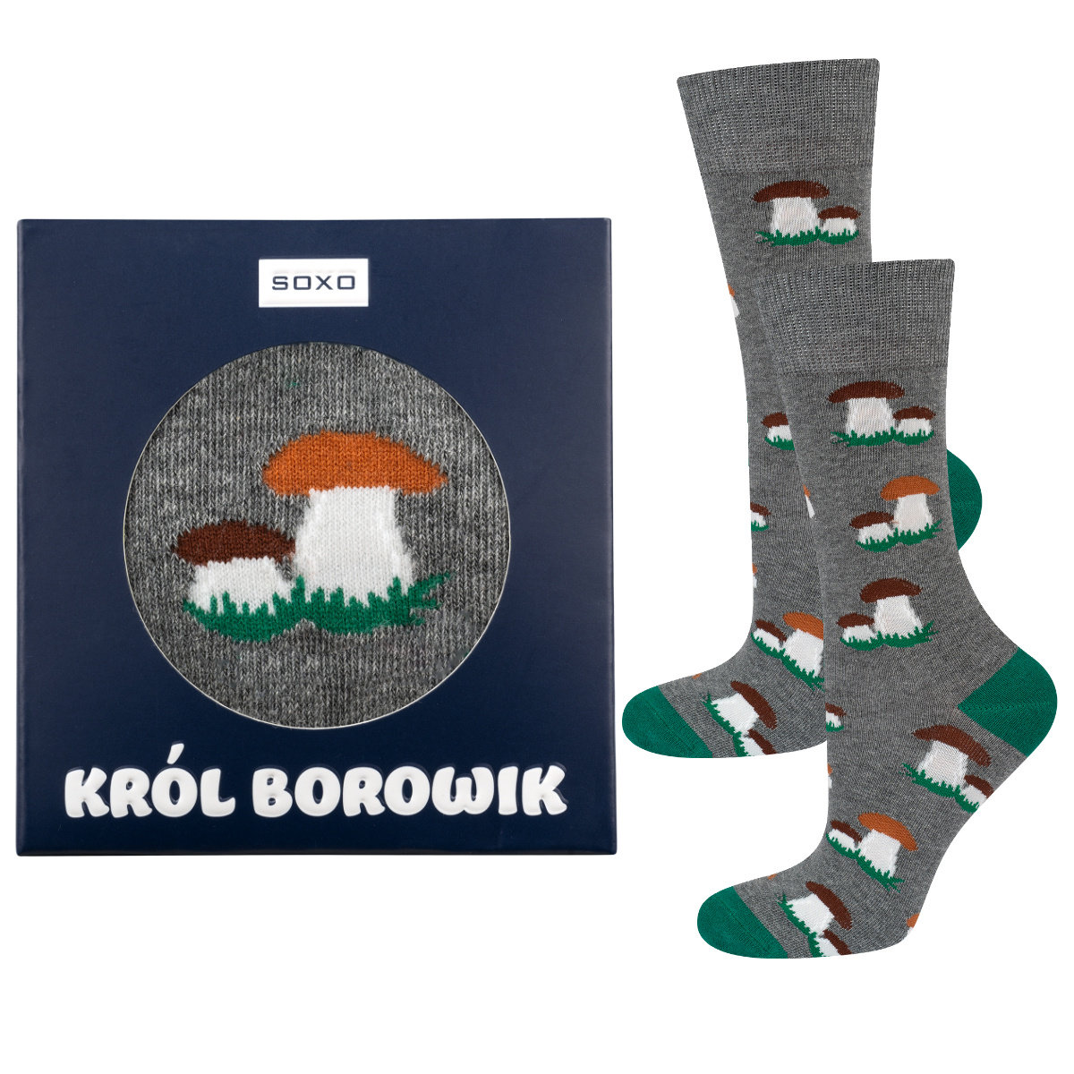 Skarpetki męskie SOXO Król Borowik w opakowaniu-40–45
