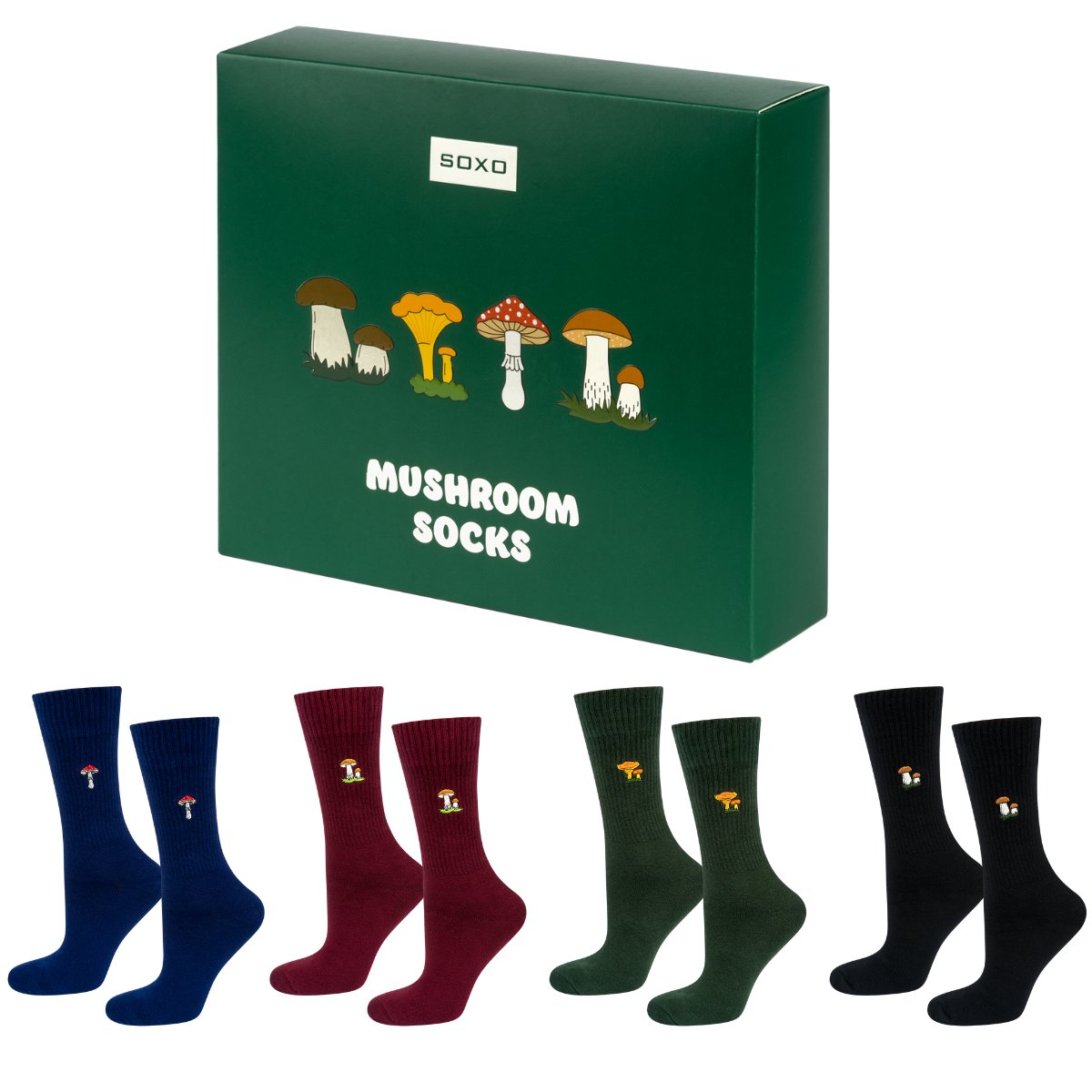 Zestaw 4x Skarpetki męskie SOXO grzybki w opakowaniu edycja premium-40–45