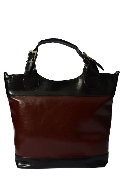 Duża ciemnobrązowa skórzana shopperka