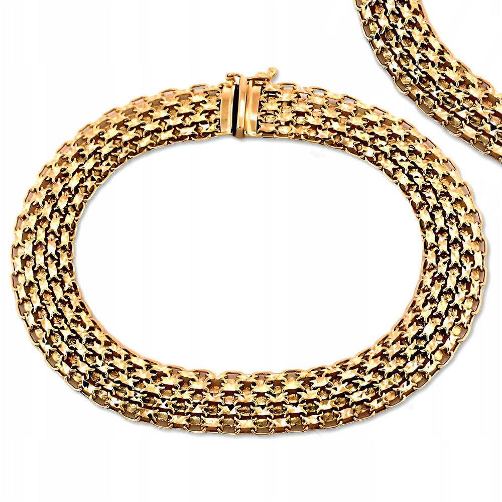 Bransoletka złota łańcuszkowa szeroki bismarck elegancki splot 14kt