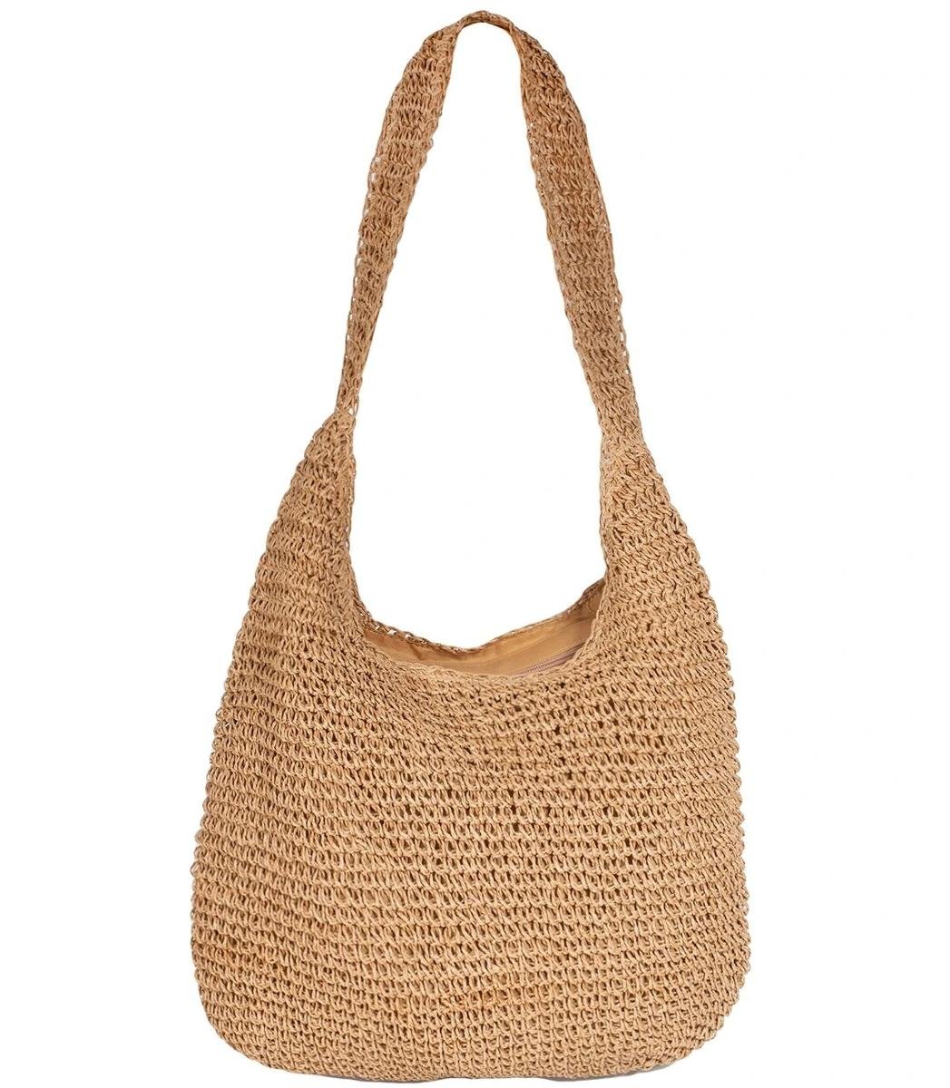 Duża torba plażowa słomkowa pleciona na ramię Pojemna