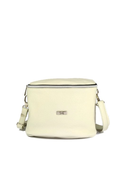 Biała skórzana listonoszka biodrówka