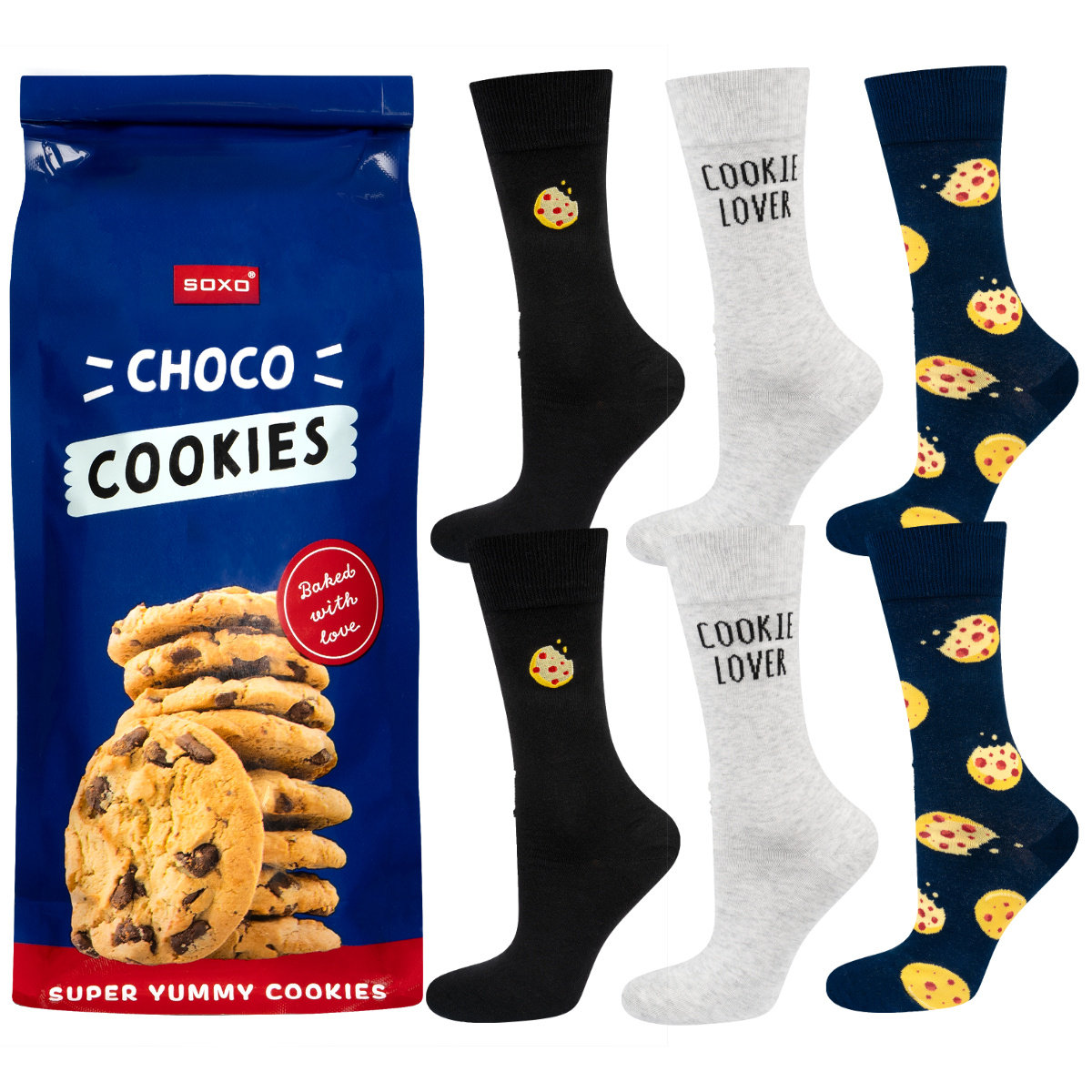 Skarpetki męskie damskie SOXO ciastka w opakowaniu - 3 Pary-40–45