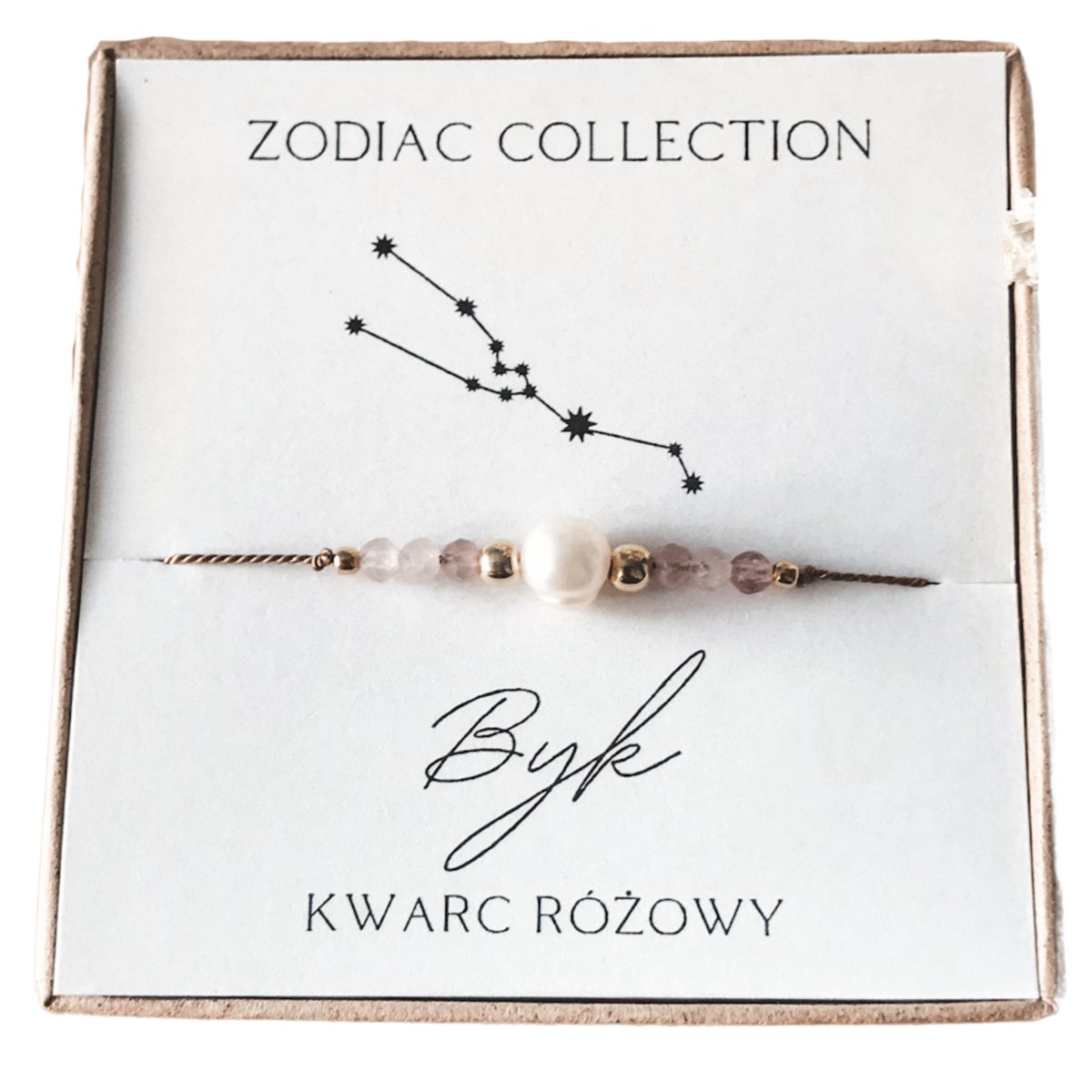 Bransoletka zodiakalna talizman znak zodiaku Byk kwarc różowy