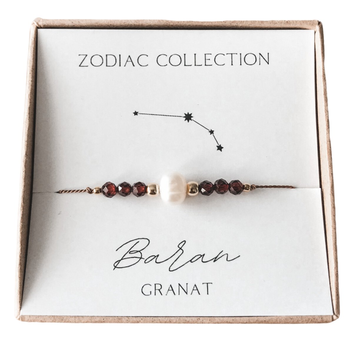 Bransoletka zodiakalna talizman znak zodiaku Baran granat