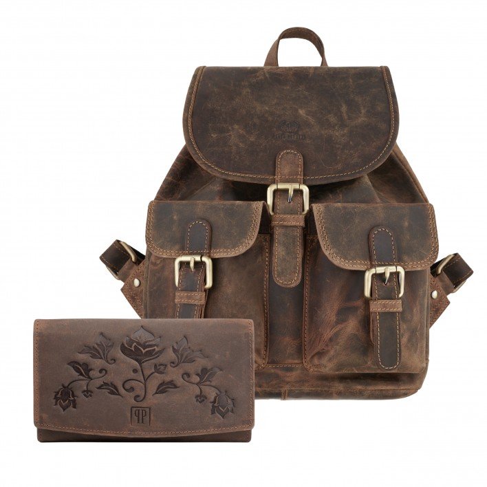 Zestaw Prezentowy Dla Kobiety Plecak i Portfel Damski Vintage Paolo Peruzzi