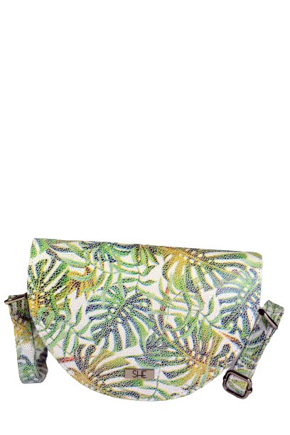 Zielona skórzana listonoszka półksiężyc