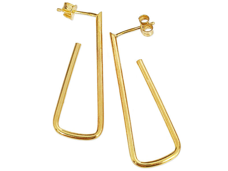 Srebrne kolczyki 925 pozłacane pałeczki na sztyft o nowoczesnym wzorze prezent