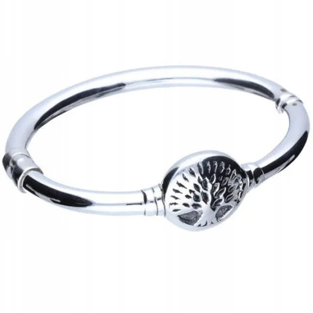 Srebrna bransoletka 925 drzewko życia sztywna bangle na prezent