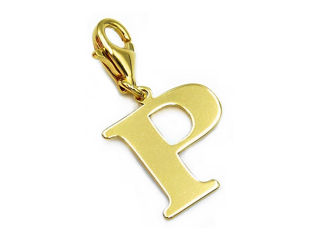 Pozłacany charms przywieszka literka P