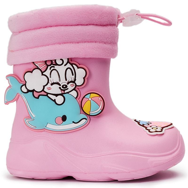 Kalosze Dziecięce Piankowe Ocieplane Różowe Śniegowce Cieple Lekkie Piankowe Gumowe Wsuwane 23