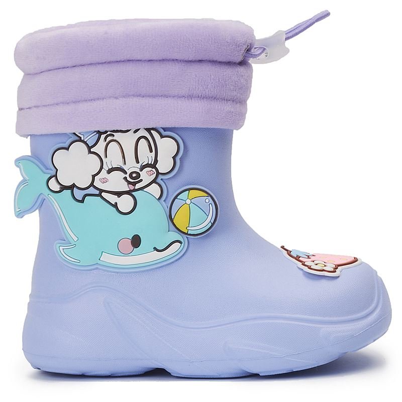 Kalosze Dziecięce Piankowe Ocieplane Fioletowe Śniegowce Cieple Lekkie Piankowe Gumowe Wsuwane 25