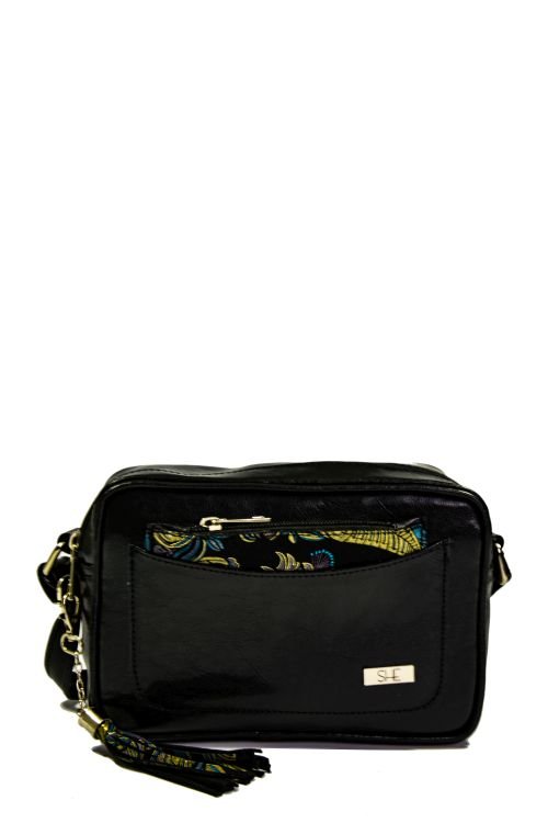 Skórzana czarna prostokątna listonoszka