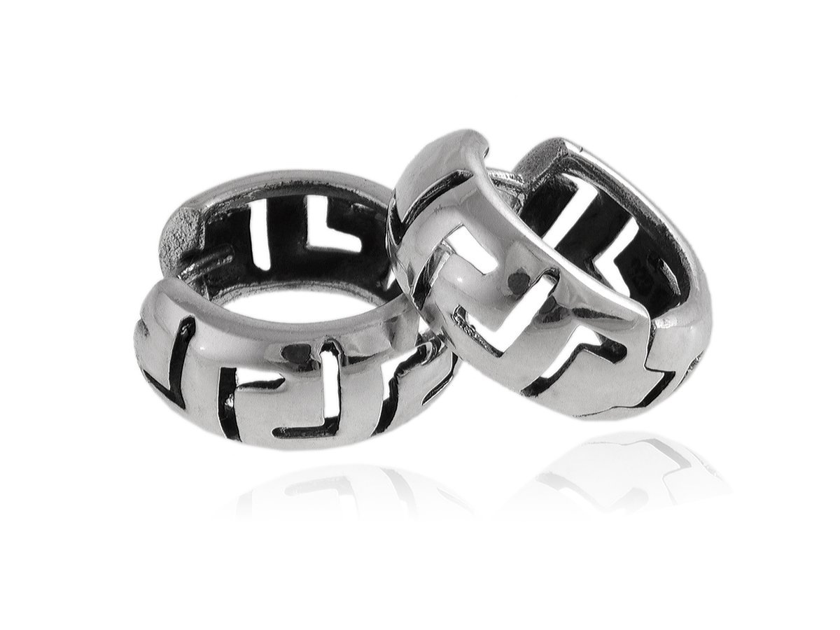 Kolczyki srebrne Koła 13 mm z wyciętym wzorem k3589
