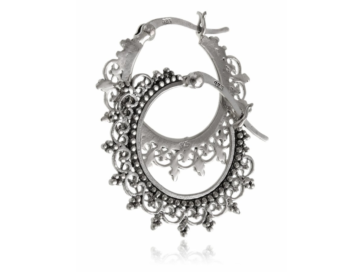 Kolczyki srebrne Koła 2,6 cm orientalny wzór k3591