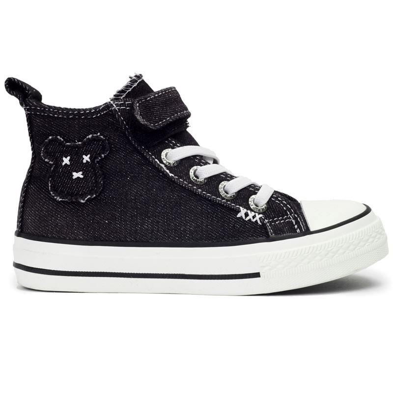 Trampki Dziecięce Jeansowe Czarne Wysokie Wygodne Na Rzepy Buty 35