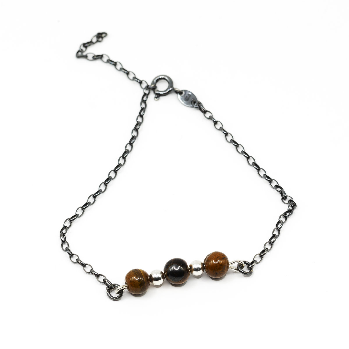 Bransoletka – “SUKCES” – TYGRYSIE OKO, Srebro p.925 , Metalowa Karta Miłości z Grawerem