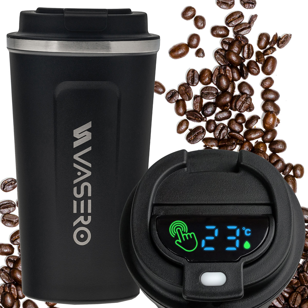 KUBEK TERMICZNY 510ml TERMOS na herbatę kawę WYŚWIETLACZ LCD TEMPERATURA SUPERCENA