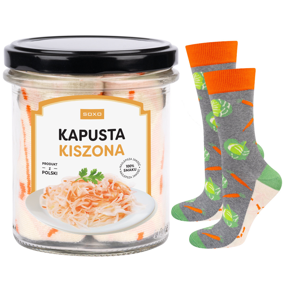 Skarpetki męskie kolorowe SOXO GOOD STUFF Kapusta kiszona śmieszne bawełniane unisex-40–45