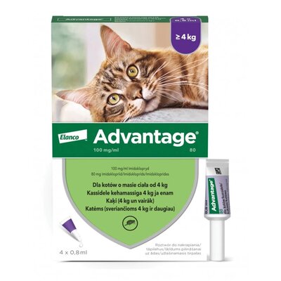 Bayer Advantage krople na pchły dla kotów o masie ciała >4kg 4x0,8ml