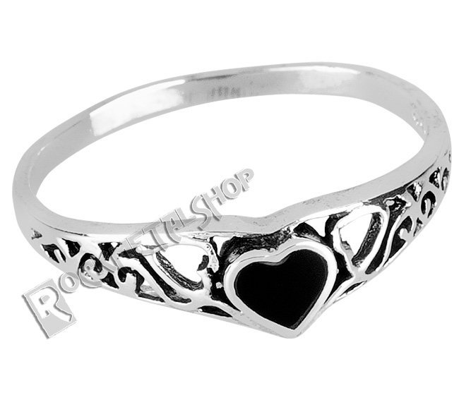 pierścionek BLACK HEART, srebro 925-H