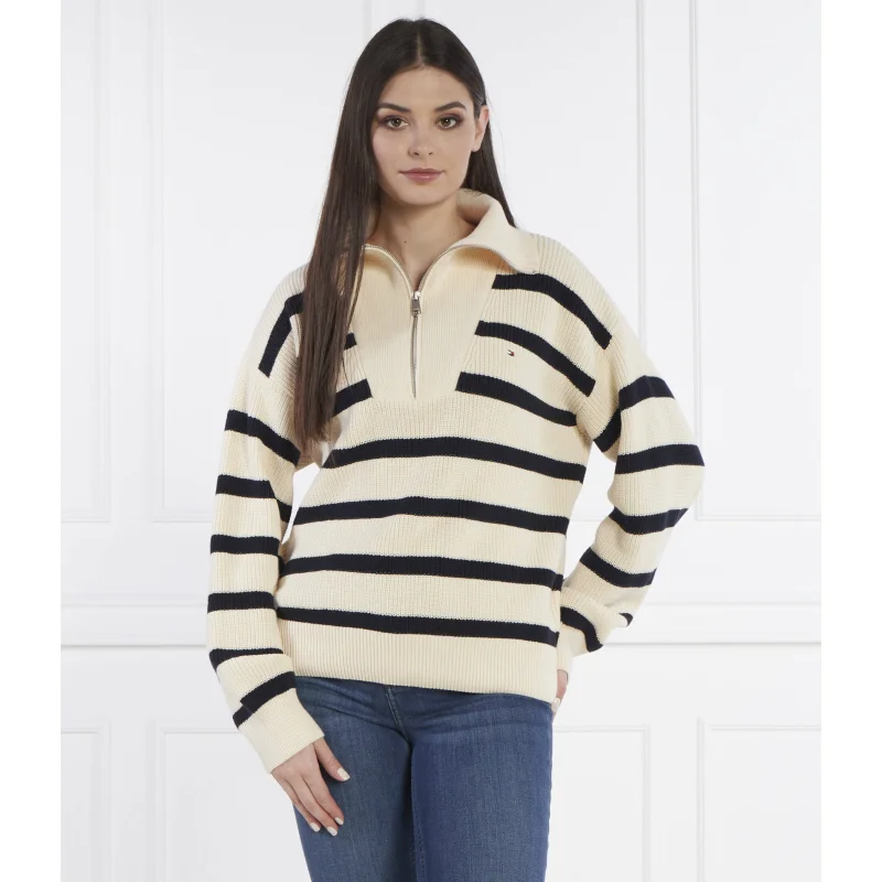 Tommy Hilfiger Sweter CO CARDI STITCH 1/2 ZIP SWT | Loose fit