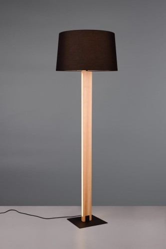Rahul lampa podłogowa 1xE27+1xLED/10W czarna/jasne drewno 447610232