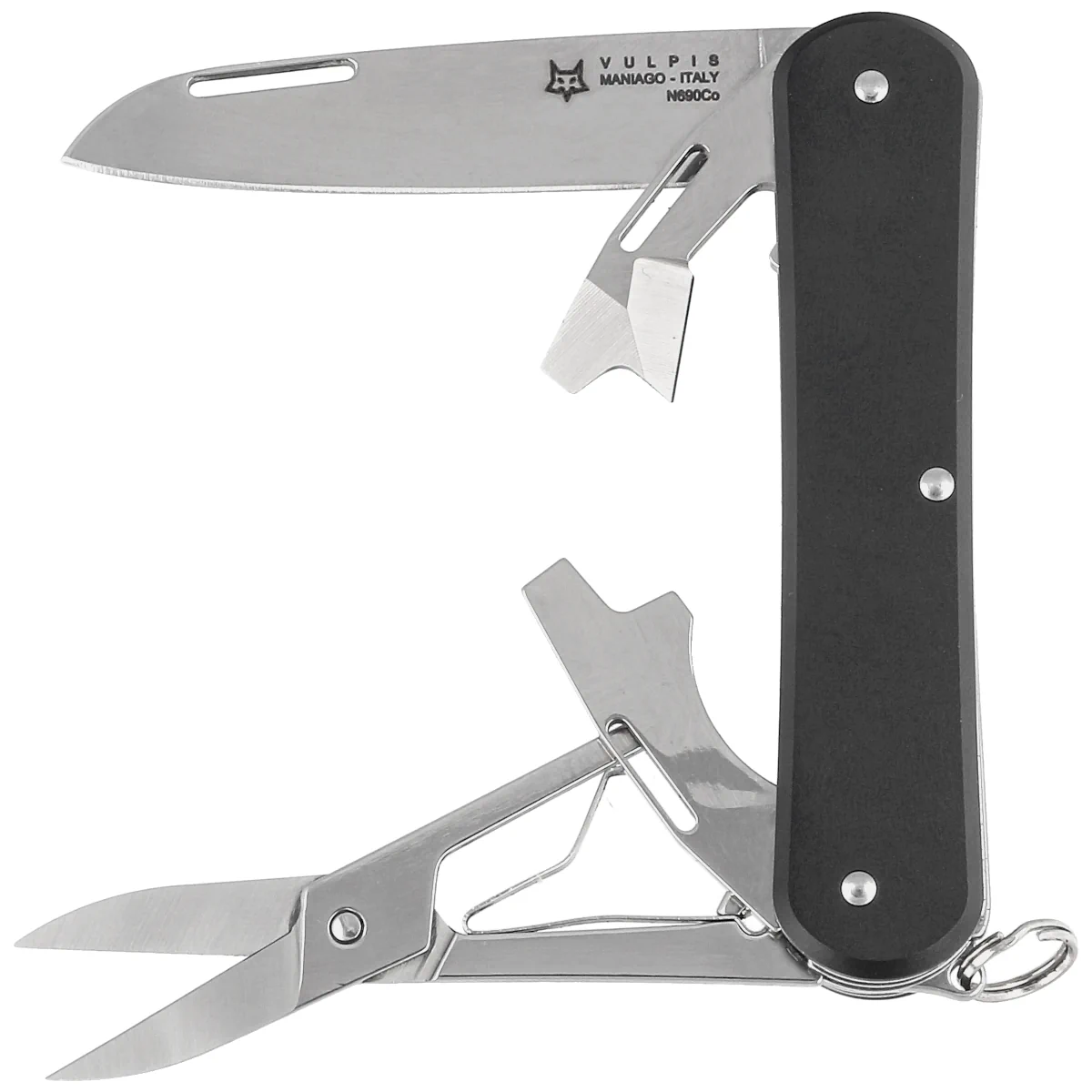 Zdjęcia - Nóż / multitool Fox Scyzoryk  Vulpis F4 Black Aluminium, Polished N690Co  (FX-VP130-F4 BK)