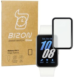 Szkło hybrydowe Bizon Glass Watch Edge Hybrid dla Galaxy Fit 3, czarne