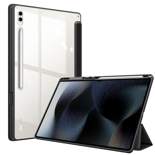 Fintie Hybrydowe etui do Samsung Galaxy Tab S8 Ultra 14,6 cala 2022 SM-X900/X906 - odporna na uderzenia osłona z przezroczystą twardą obudową i uchwytem na długopis, czarne