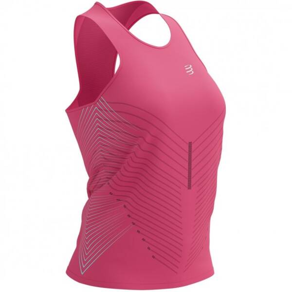 COMPRESSPORT Koszulka biegowa damska  PERFORMANCE SINGLET hot pink/aqua