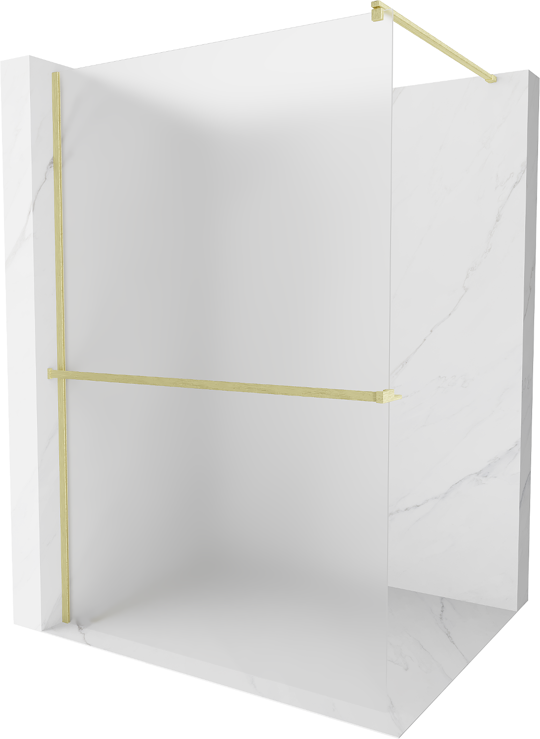 Mexen Kioto+ ścianka prysznicowa z półką Walk-in 80 x 200 cm, szron, złota szczotkowana - 800-080-121-55-30
