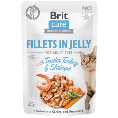 Brit Care Cat Fillets in Jelly Tender Turkey & Shrimps 85 g Indyk i krewetki