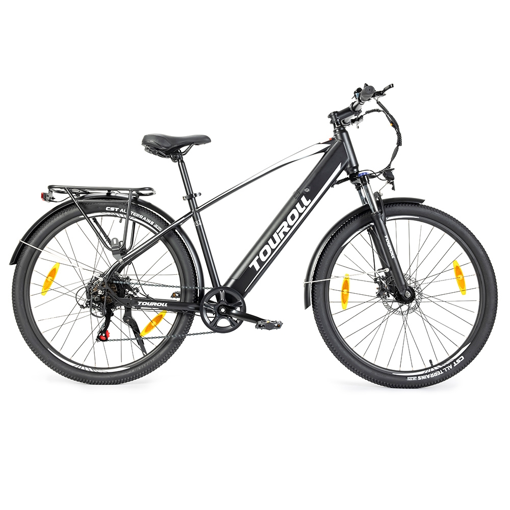 Rower trekkingowy Touroll J1 z silnikiem 250W, kołami 27,5 cali, baterią 561,6Wh, zasięgiem 100km