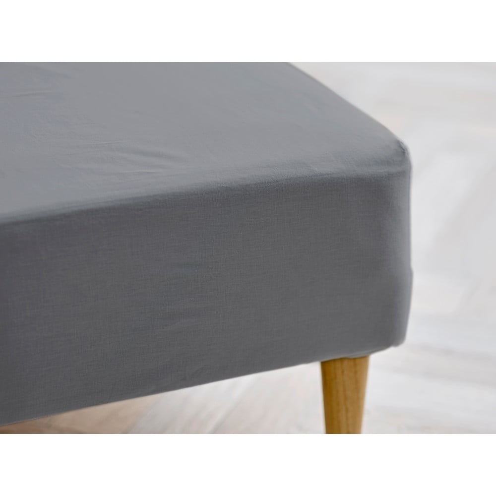 Szare prześcieradło z bawełny organicznej z gumką 180x200 cm Calm – Södahl