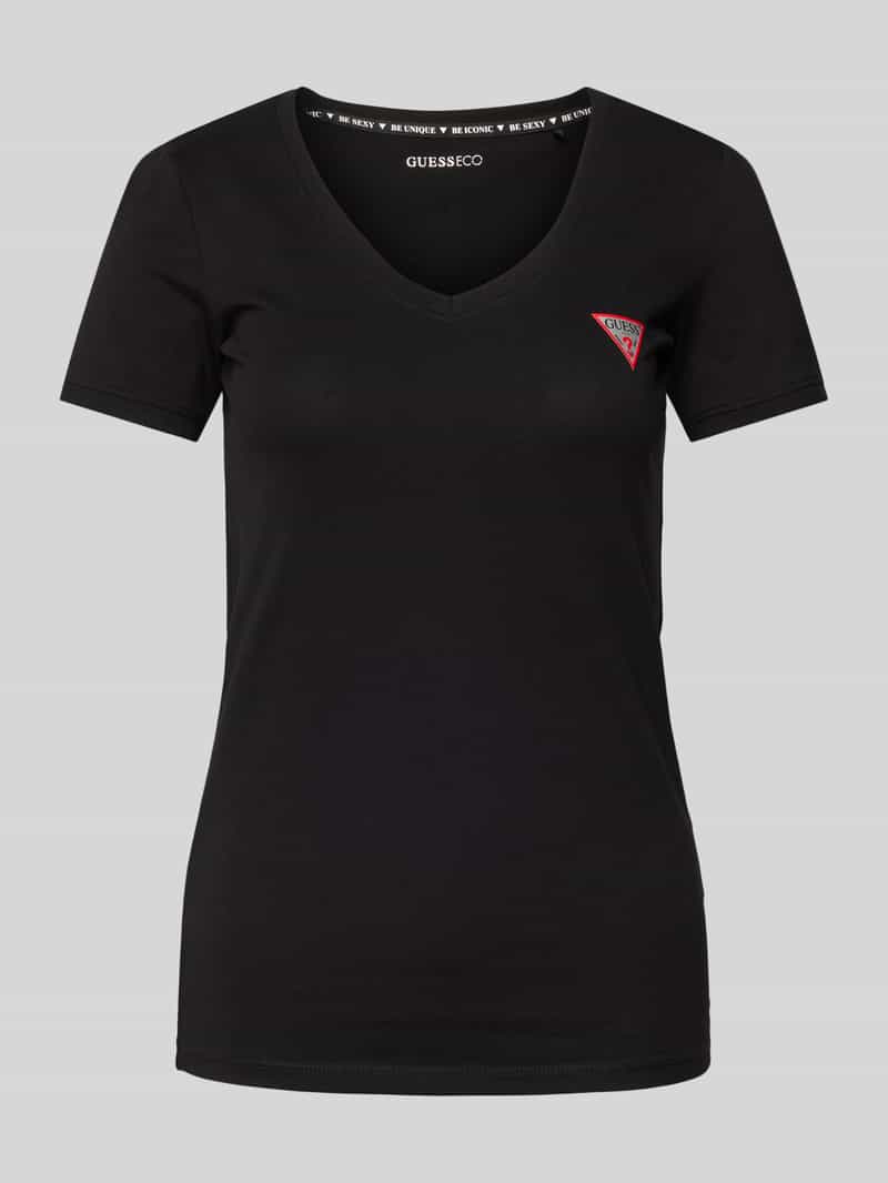 T-shirt z dekoltem w serek