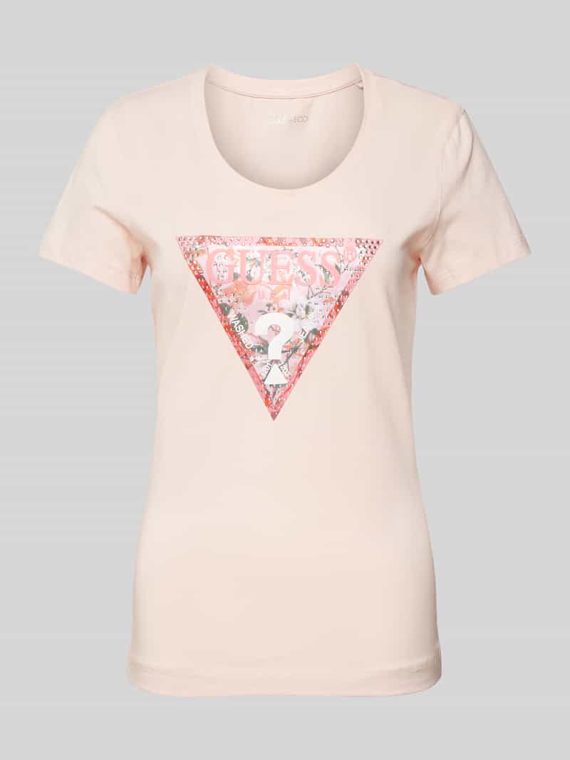 T-shirt z obszyciem z kamieni stras