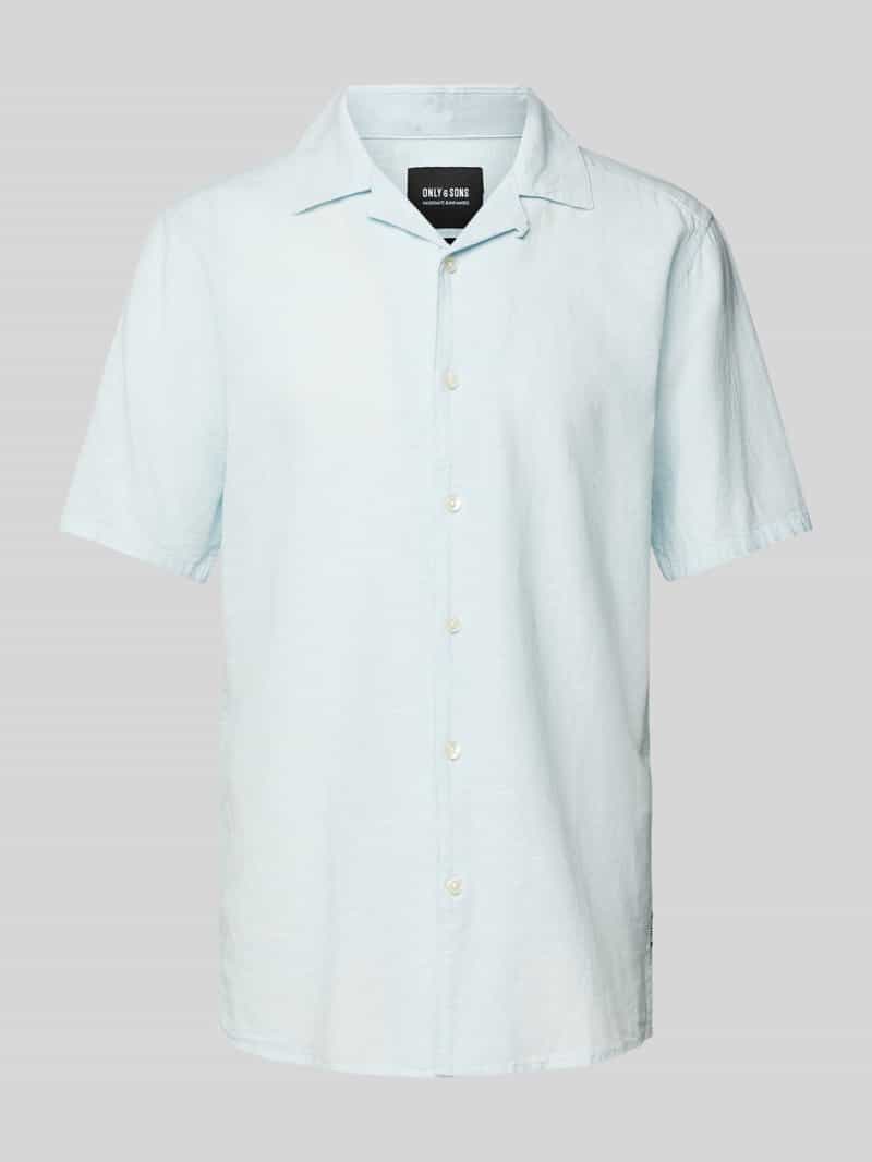 Koszula lniana o kroju slim fit z rękawem o dł. 1/2 model ‘CAIDEN’