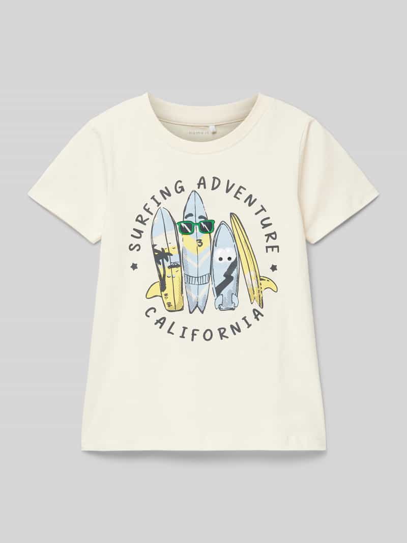 T-shirt z nadrukiem z napisem i motywem