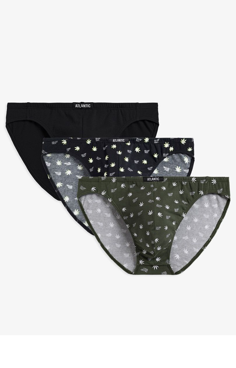 Slipy męskie mini 3-pack 3MP-170, Kolor czarny-khaki, Rozmiar 2XL, ATLANTIC - Intymna
