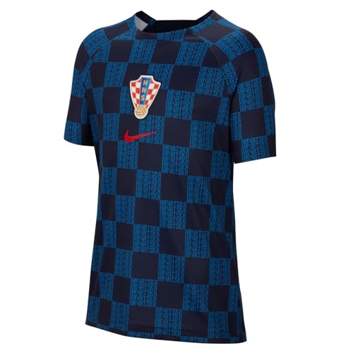 Nike Unisex Kids Short Sleeve Top Cro Y Nk Df Acdpr Ss Top Pm K, Blackened Blue/University Czerwony, DM9619-498, M