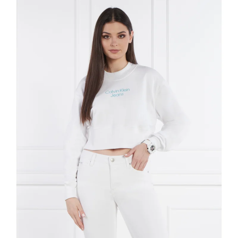 Calvin Klein Jeans Bluza STACKED INSTITUTIONAL | Cropped Fit
