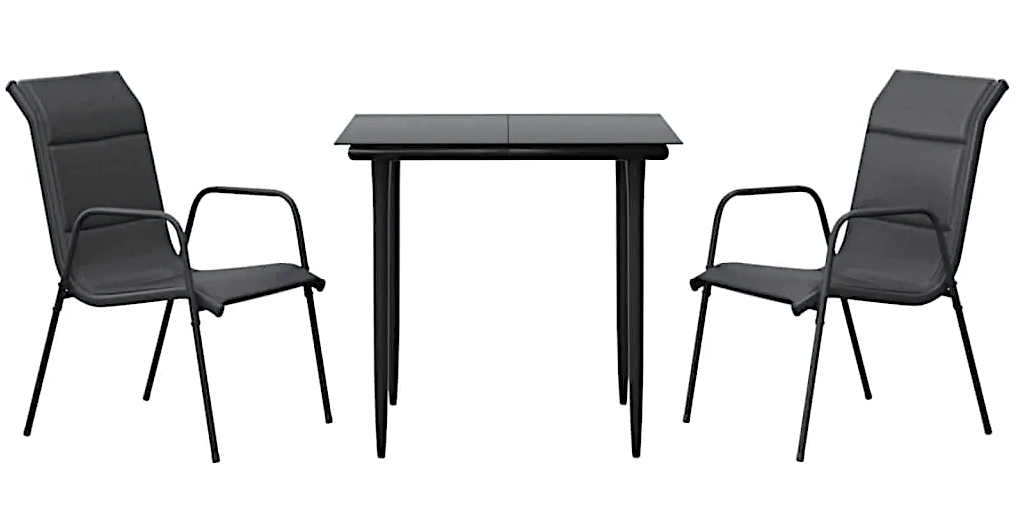 Czarny zestaw mebli do ogrodu z miękkiej tkaniny  - Dirta 3X