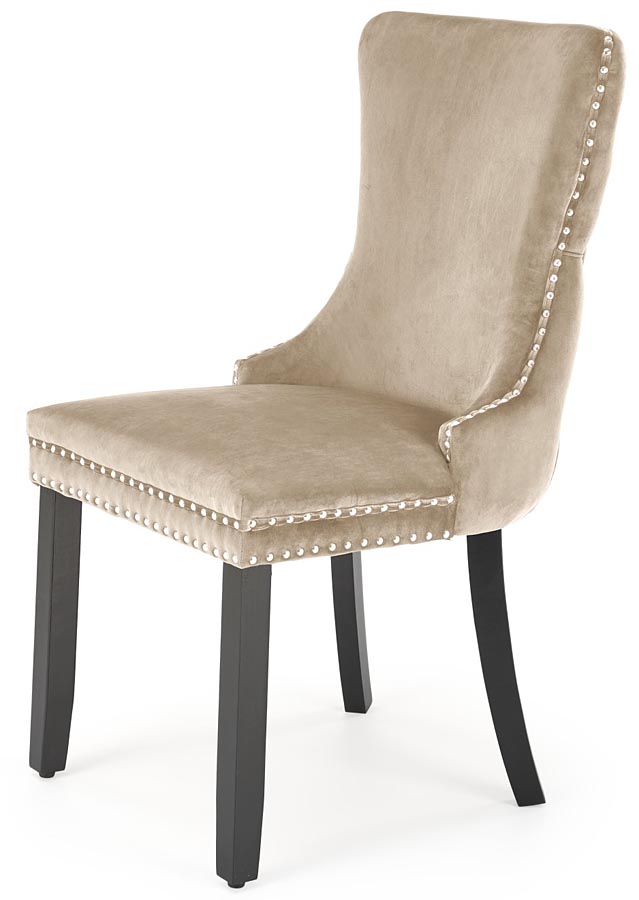 Beżowe tapicerowane krzesło drewniane - Knobby