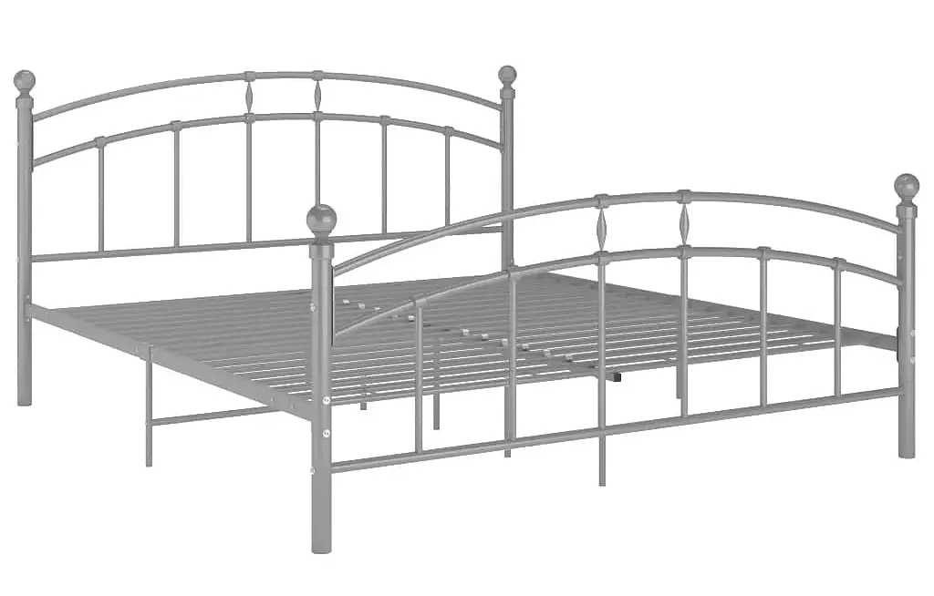 Szare metalowe łóżko w stylu vintage 200x200 cm R6-G49