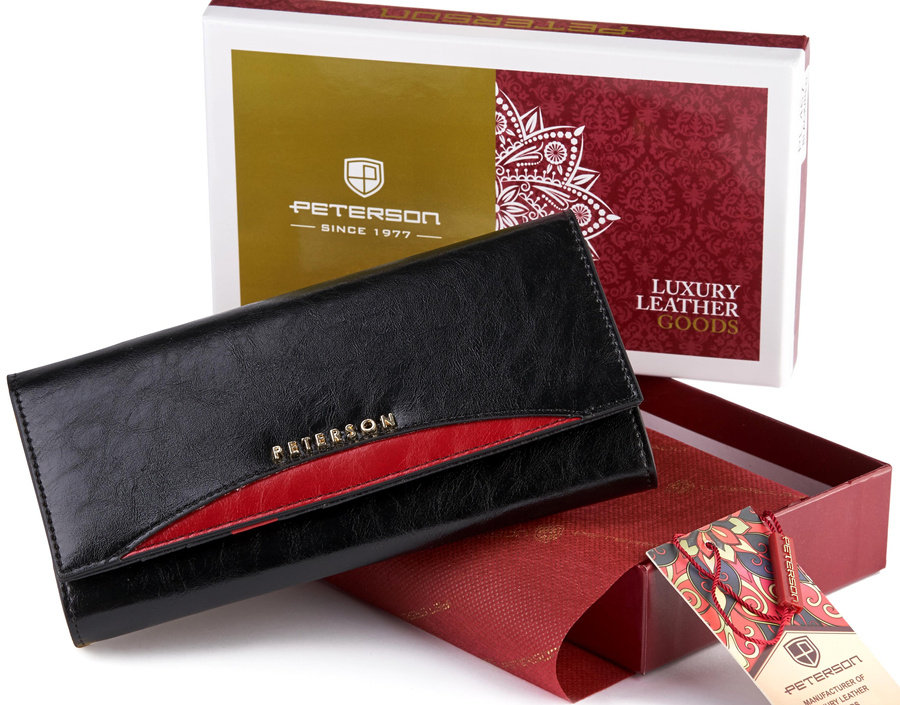 Elegancki Portfel Damski Z Polerowanej Skóry — Peterson