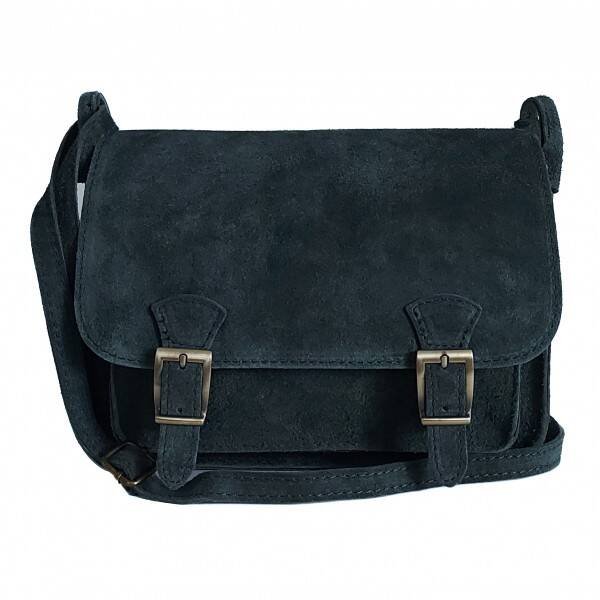 Zamszowa listonoszka ,chlebak  Vera Pelle ,pojemna przewieszka A5 Zielona  VPZ435V