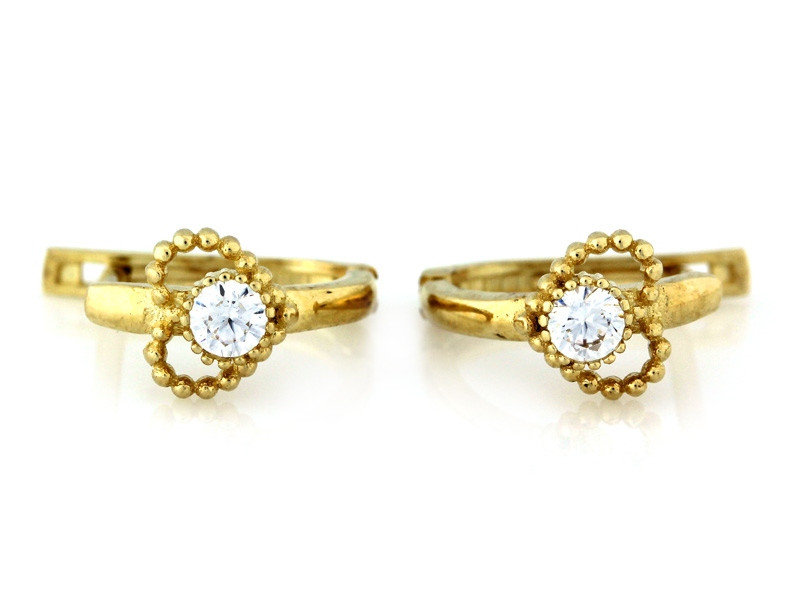 Złote kolczyki 333 serduszka dziecięce z biała cyrkonią dla dziewczynki serce