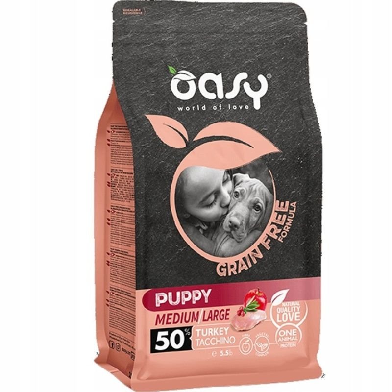 OASY Karma dla psa 12kg Puppy  Medium z indykiem